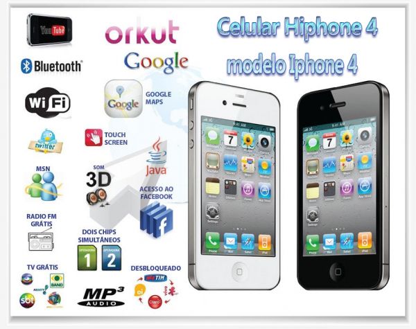 Celular Hiphone 4 modelo Iphone 4 Brinde Bateria
